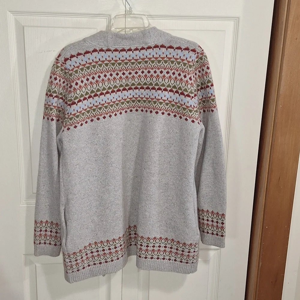 Orvis 100% wool cardigan sweater - southwestern gray - L